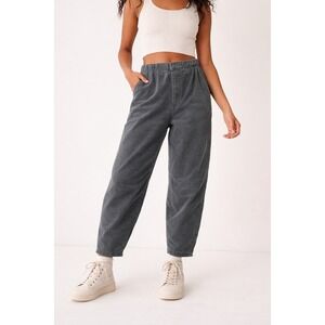 American Eagle Barrel Corduroy Pants Gray Elastic Waist Size 2